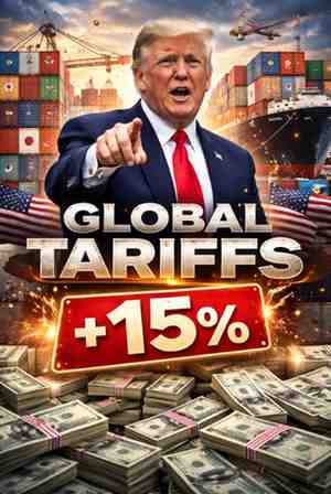 Trump raises global tariffs to 15% a day after a U.S. Supreme Court ruling, signaling renewed trade tensions and potential impact on global markets.