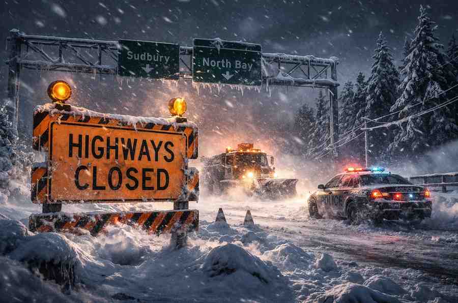 Extremely Hazardous’ Winter Storm Forces Highway Closures in Northeastern Ontario