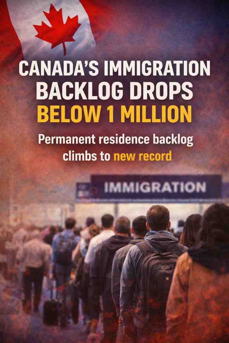 Canada immigration backlog falls below 1 million in 2026 as PR backlog hits record high